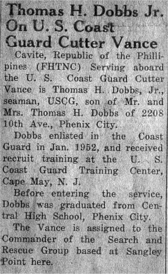 Thomas H. Dobbs Jr.  Newspaper unknown --  click below for text article